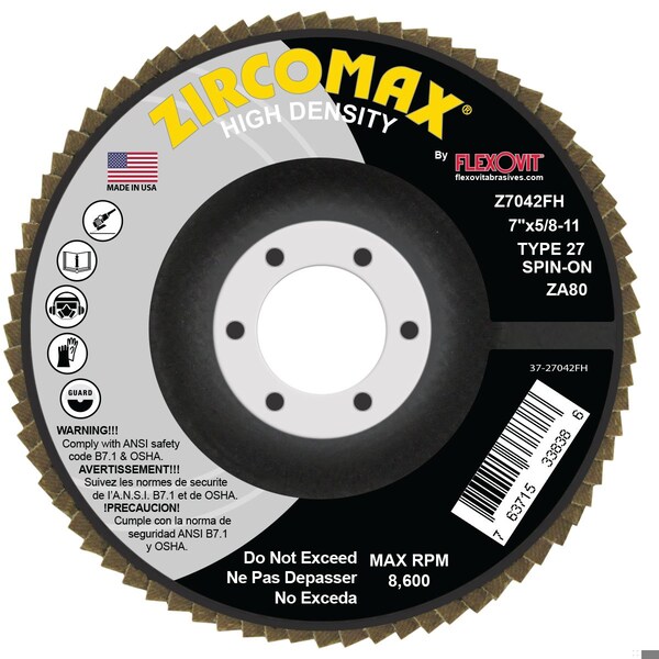 Flexovit FLAP DISC ZIRCOMAX 7inX5/8-11 ZA80 Z7042FH - main